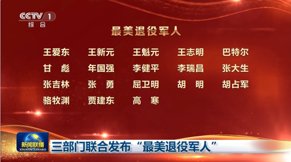中央宣传部、退役军人事务部、中央军委政治工作部联合发布“最美退役军人”